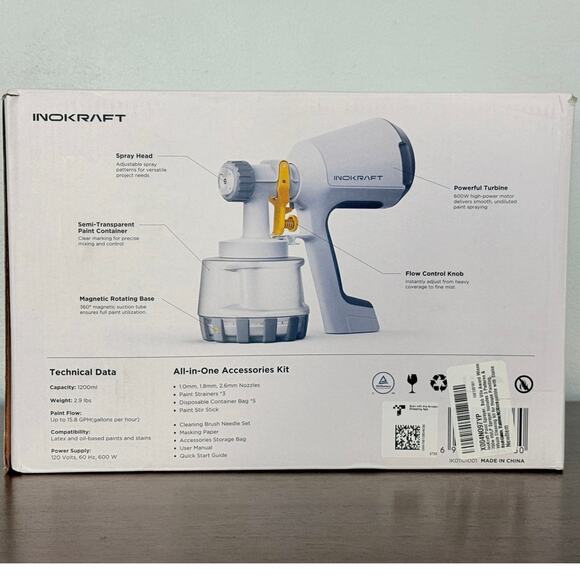 INOKRAFT GoSpray S1 HVLP Paint Sprayer Kit | 600W | 3 Nozzles | 1200ml Brand New - Picture 3 of 11